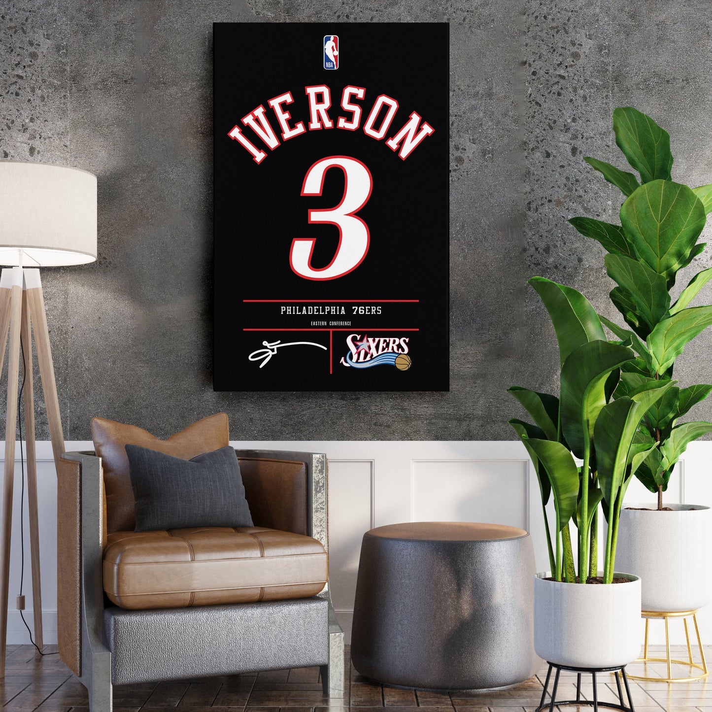 Allen Iverson Philadelphia 76ers black Jersey Canvas Wall Art
