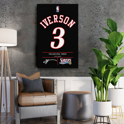 Allen Iverson Philadelphia 76ers black Jersey Canvas Wall Art