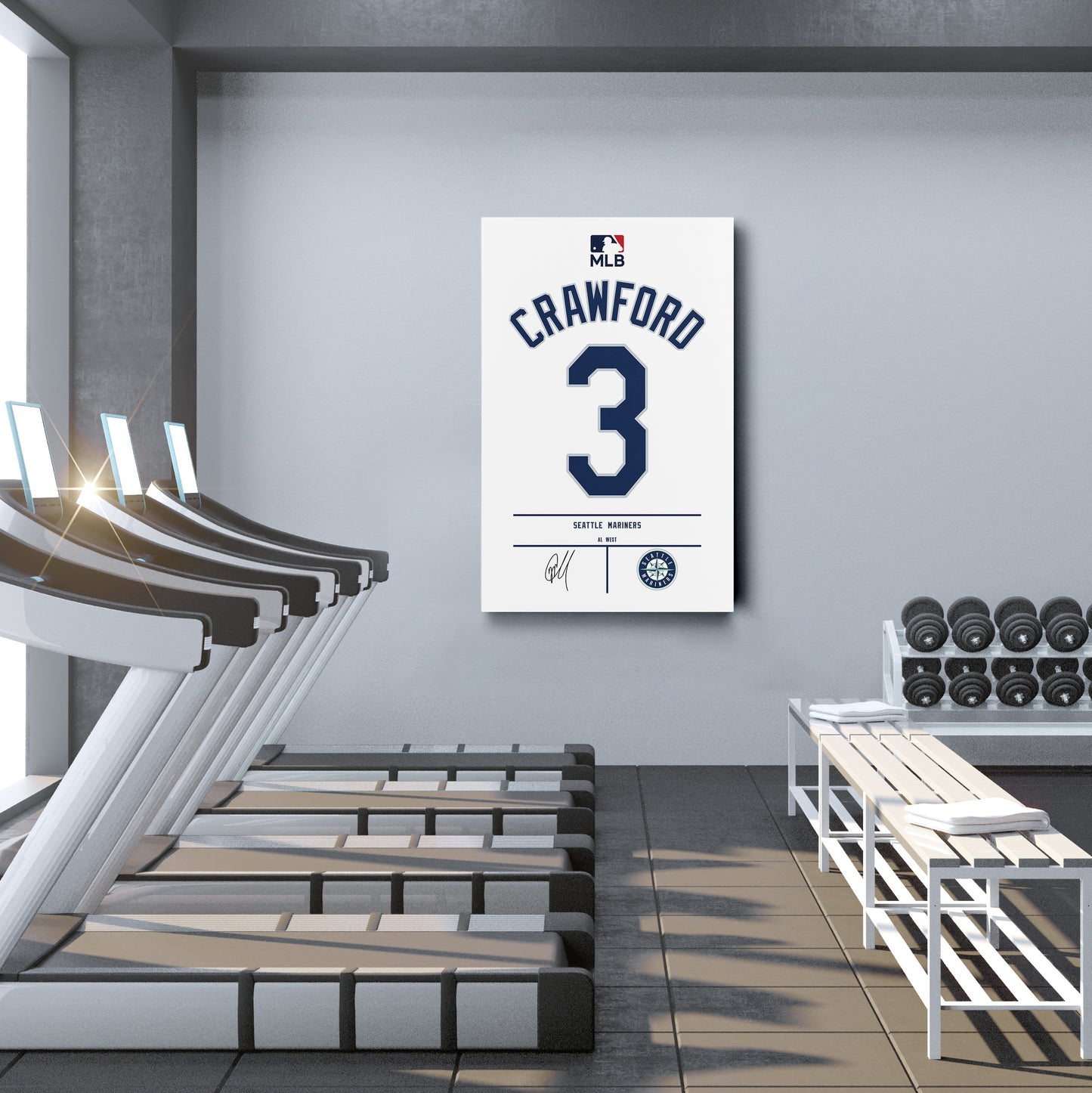 JP Crawford Seattle Mariners Jersey Canvas Wall Art
