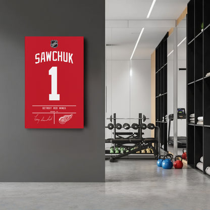 Terry Sawchuk Red Wings Jersey Canvas Print | Wall Art Decor