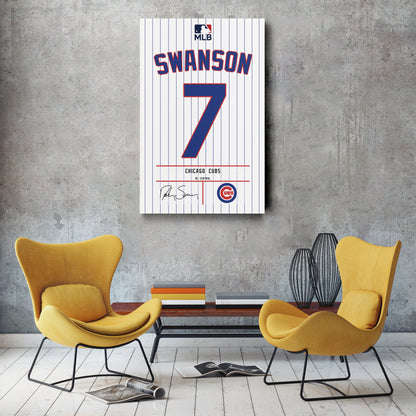 Dansby Swanson Cubs Jersey Canvas Print | Wall Art Decor