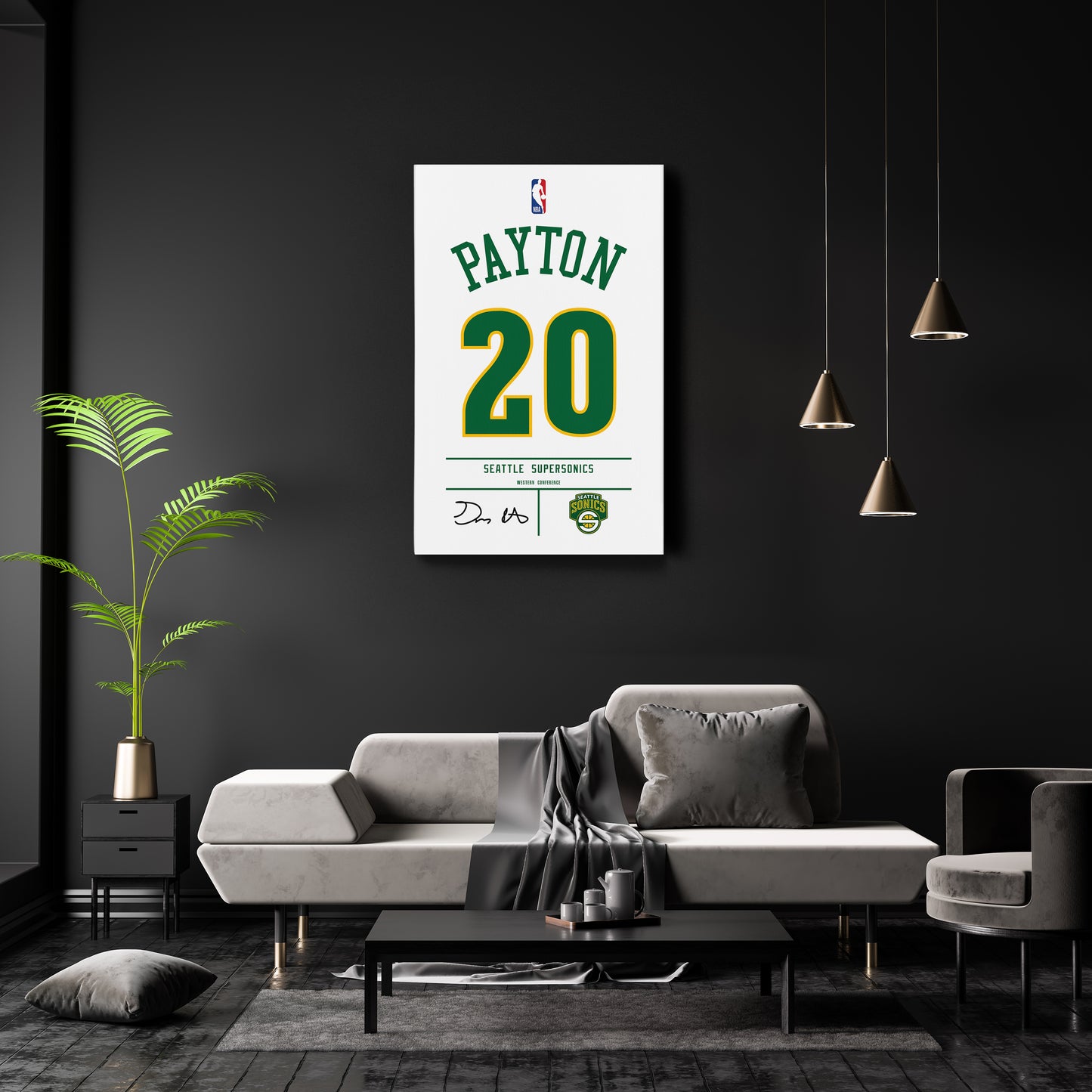 Gary Payton Seattle SuperSonics Jersey Canvas Wall Art
