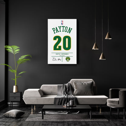 Gary Payton Seattle SuperSonics Jersey Canvas Wall Art