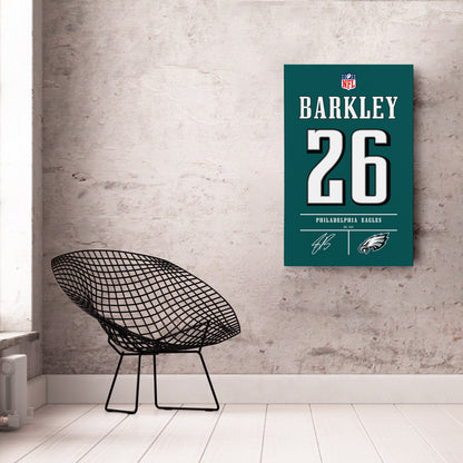 Saquon Barkley Eagles Jersey Canvas Print | Wall Art Decor