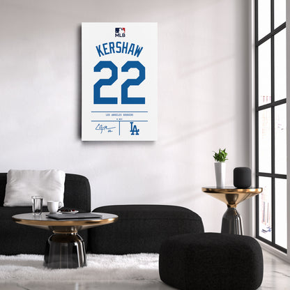 Clayton Kershaw Dodgers Jersey Canvas Print | Wall Art Decor