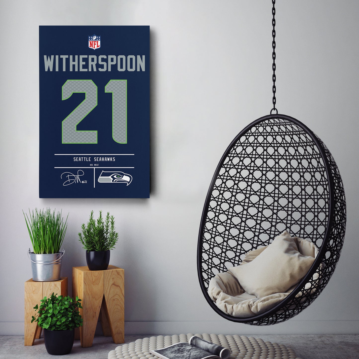 Devon Witherspoon Seattle Seahawks Jersey Canvas Wall Art