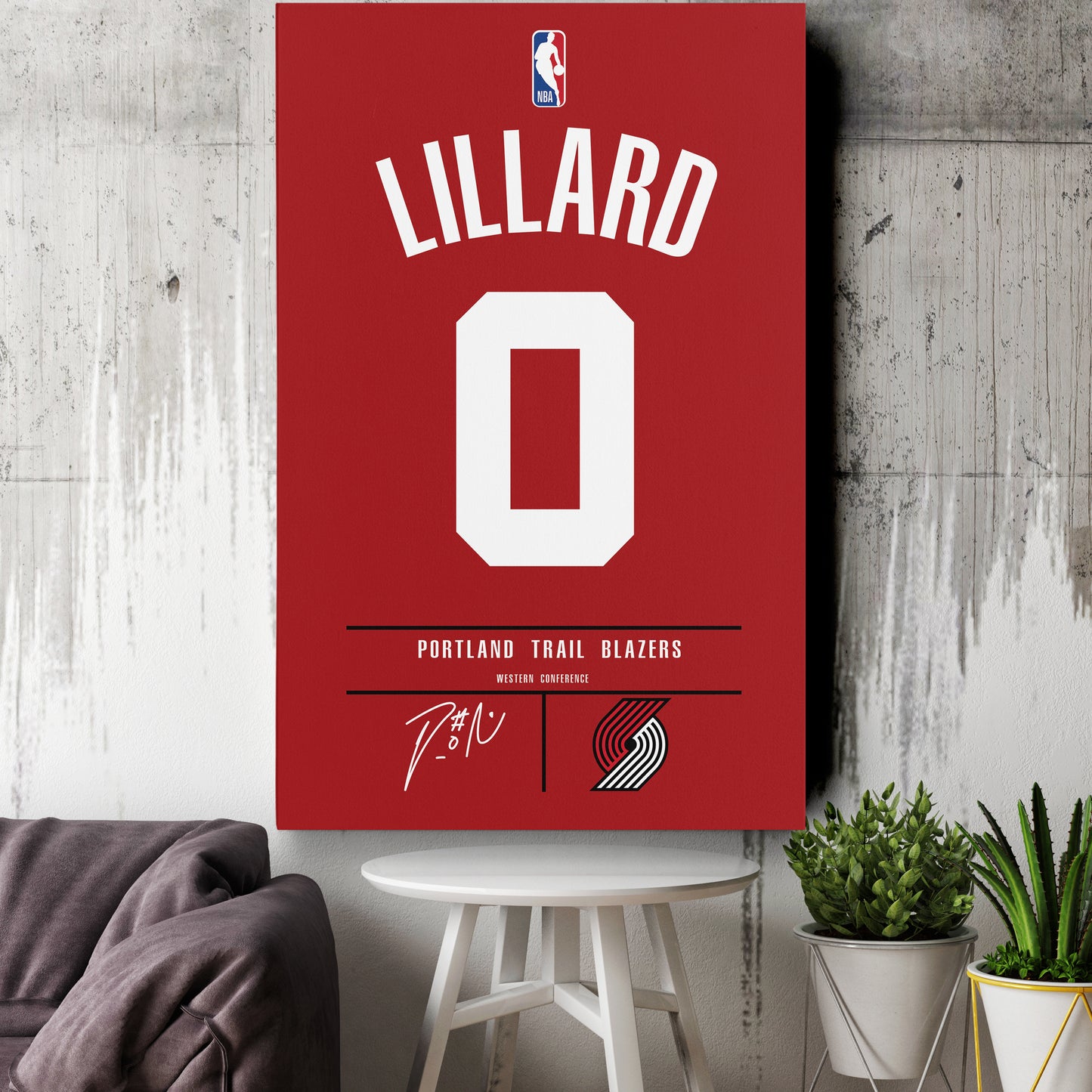 Damian Lillard Blazers Jersey Canvas Print | Wall Art Decor