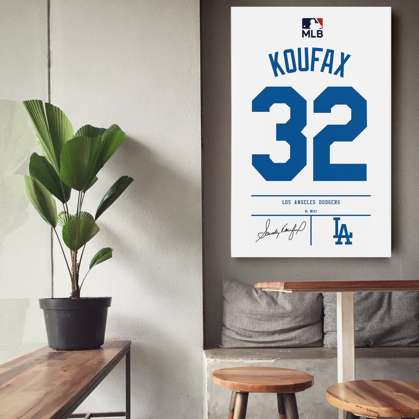 Sandy Koufax Los Angeles Dodgers Jersey Canvas Wall Art