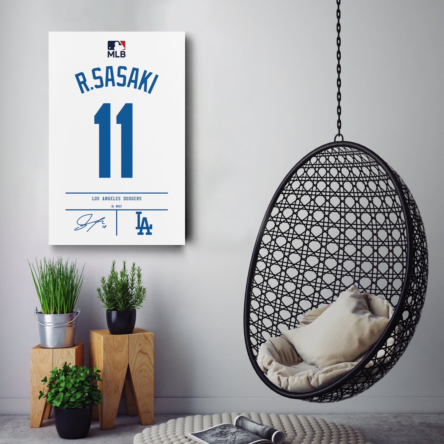 Roki Sasaki Dodgers Jersey Canvas Print | Wall Art Decor
