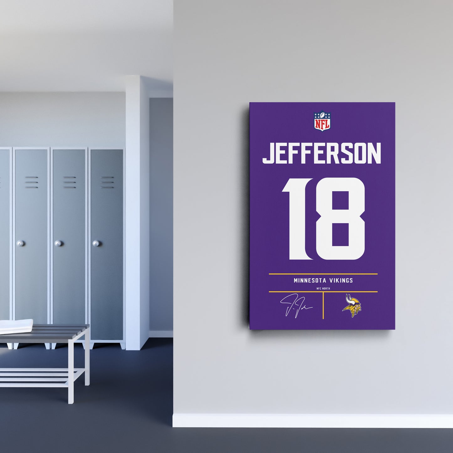 Justin Jefferson Vikings Jersey Canvas Print | Wall Art Decor