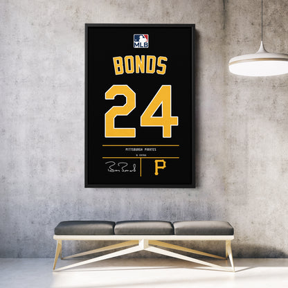 Barry Bonds Pittsburgh Pirates Black Jersey Canvas Wall Art
