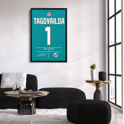 Tua Tagovailoa Dolphins Jersey Canvas Print | Wall Art Decor