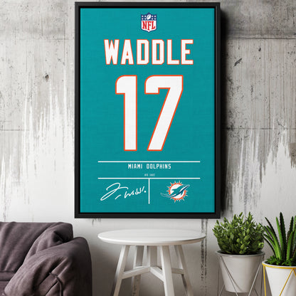 Jaylen Waddle Dolphins Jersey Canvas Print | Wall Art Decor