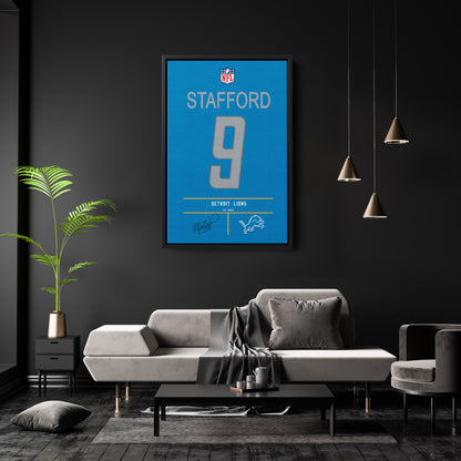 Matthew Stafford Lions Jersey Canvas Print | Wall Art Decor