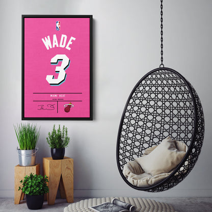 Dwyane Wade Pink Heat Jersey Canvas Print | Wall Art Decor