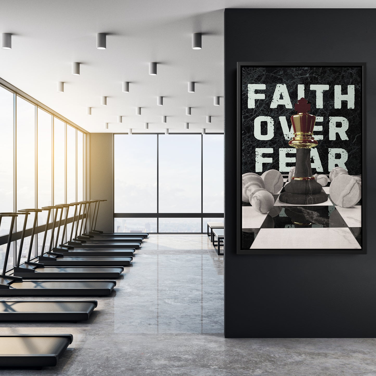 Faith Over Fear Chess Canvas Print | Inspirational Strategy Wall Art