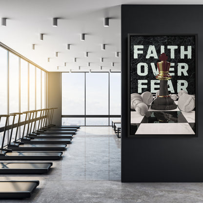 Faith Over Fear Chess Canvas Print | Inspirational Strategy Wall Art