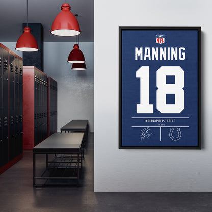 Peyton Manning Colts Jersey Canvas Print | Wall Art Decor