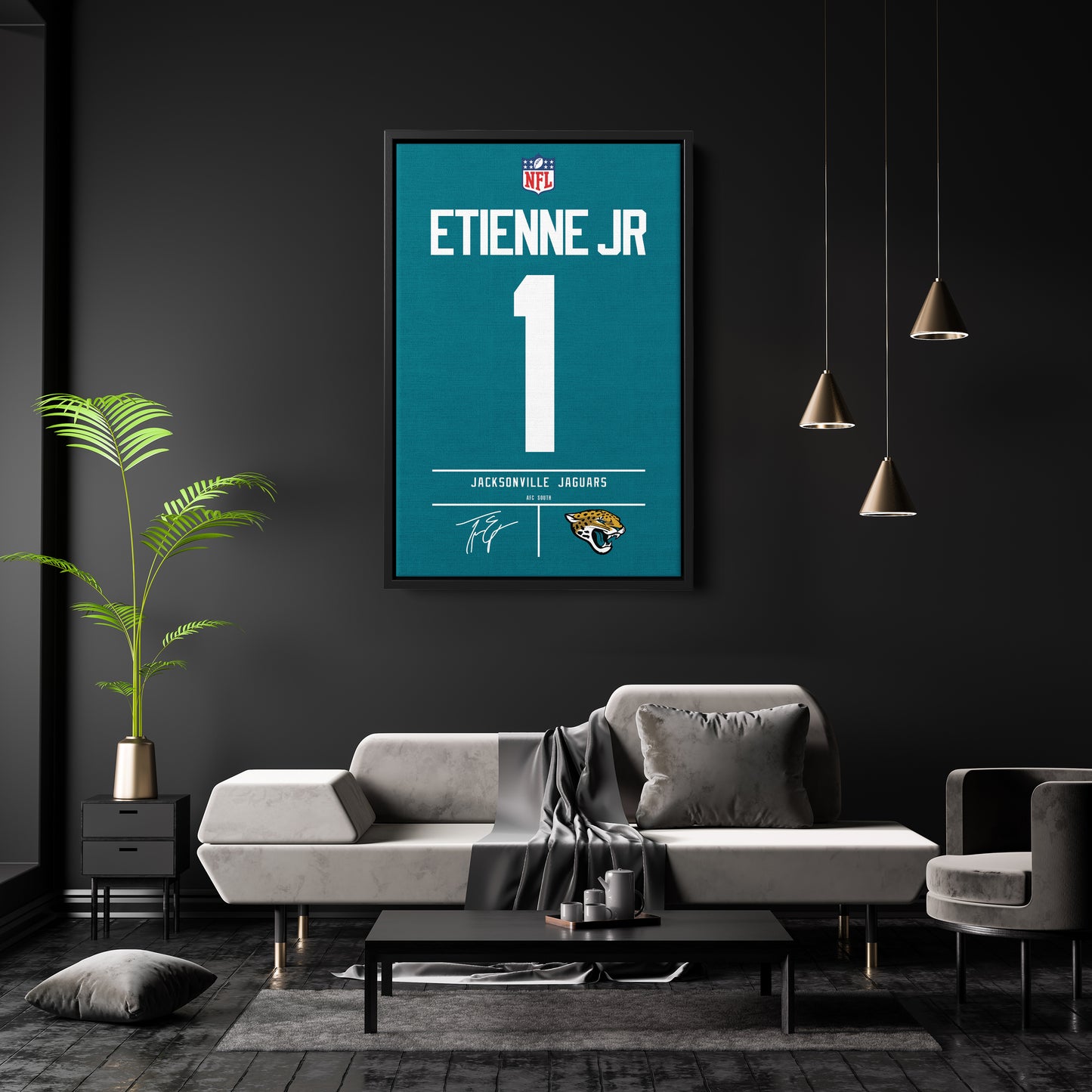 Travis Etienne Jaguars Jersey Canvas Print | Wall Art Decor