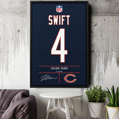 D'Andre Swift Bears Jersey Canvas Print | Wall Art Decor