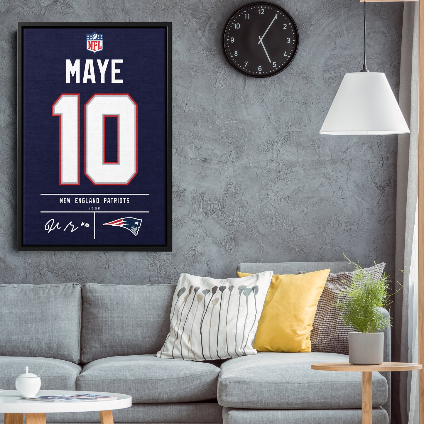 Drake Maye New England Patriots Jersey Canvas Wall Art