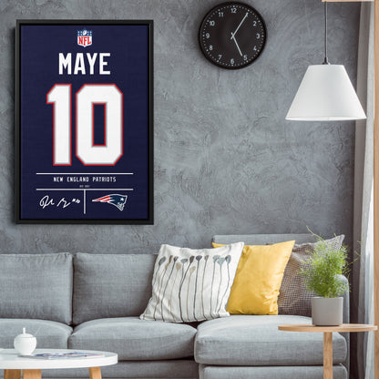 Drake Maye New England Patriots Jersey Canvas Wall Art