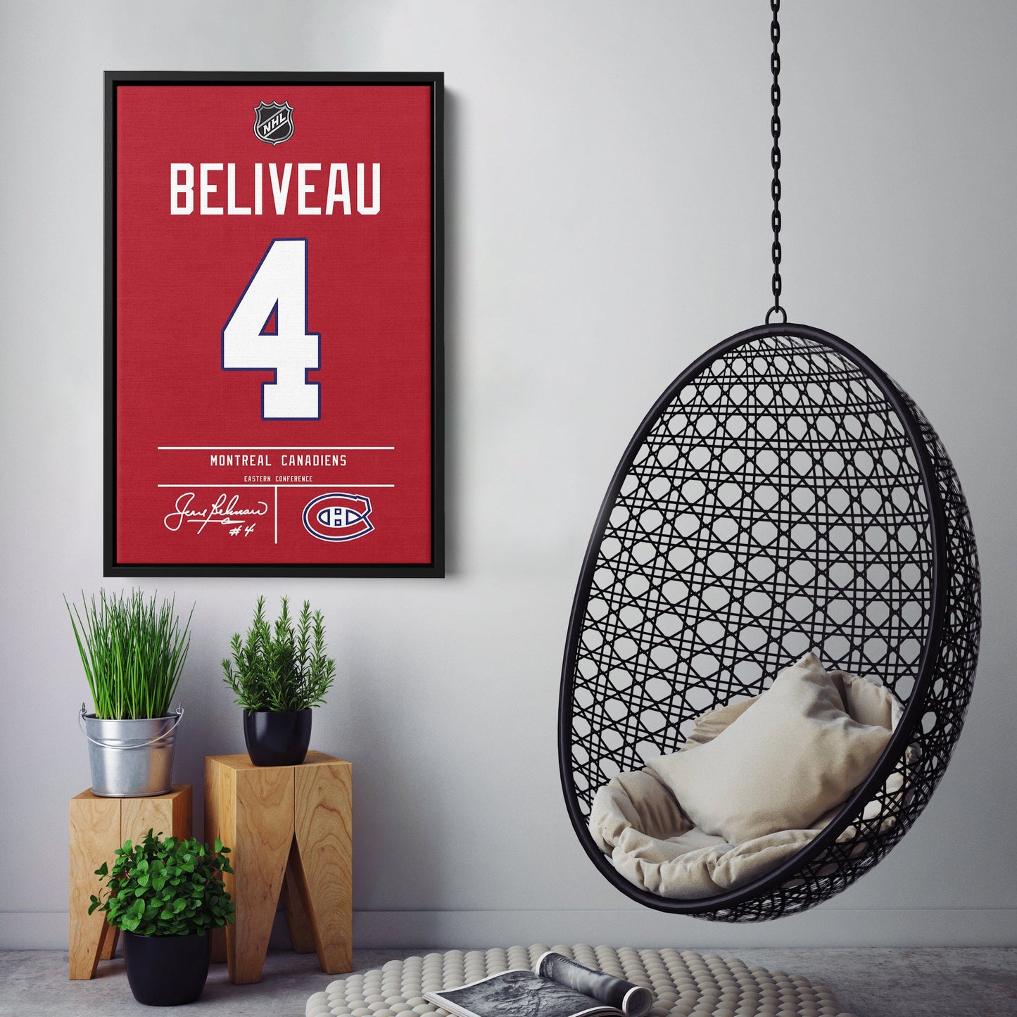 Jean Beliveau Canadiens Jersey Canvas Print | Wall Art Decor