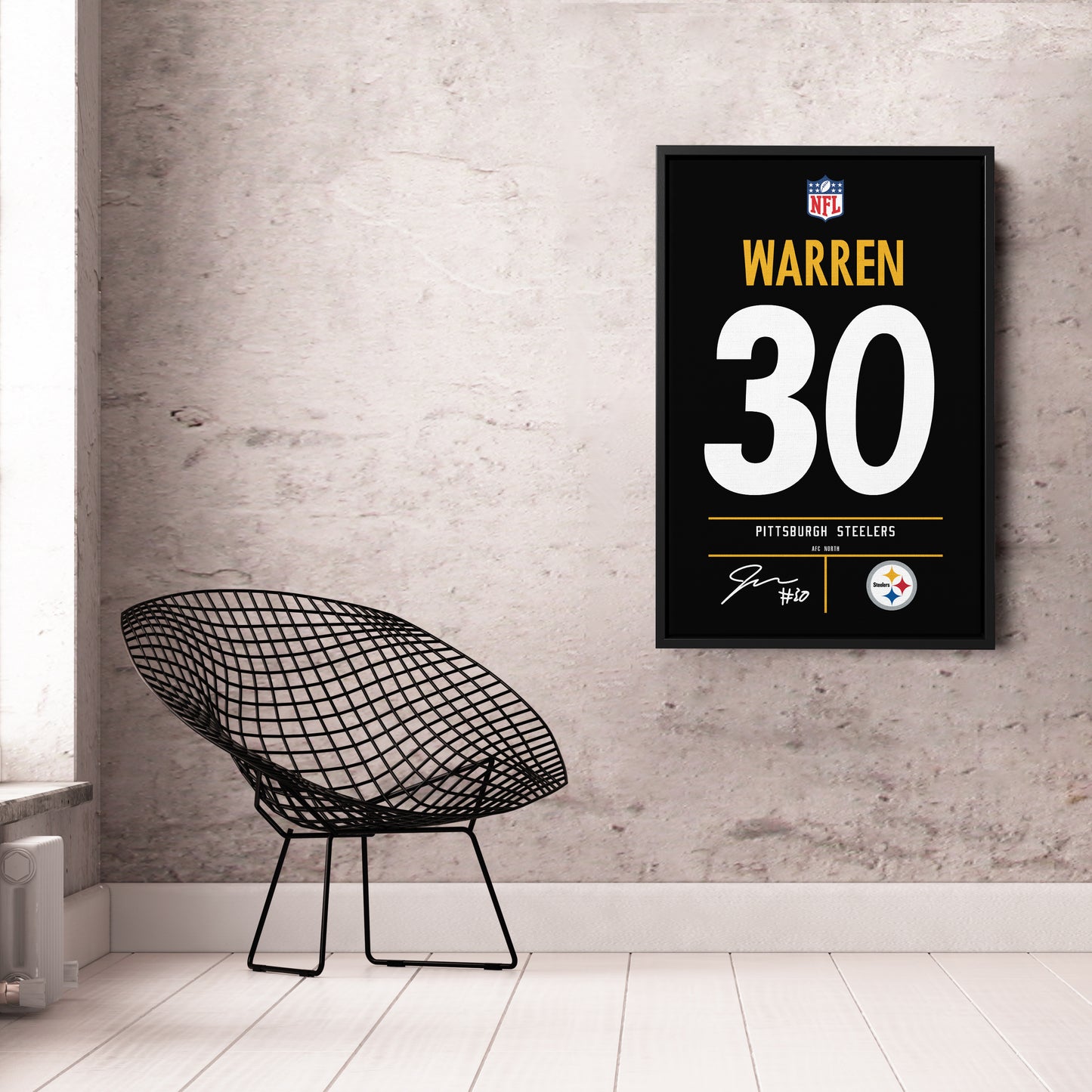 Jaylen Warren Pittsburgh Steelers Jersey Canvas Wall Art