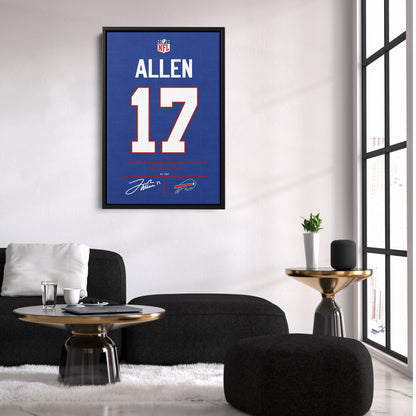 Josh Allen Bills Jersey Canvas Print | Wall Art Decor