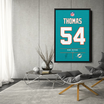 Zach Thomas Dolphins Jersey Canvas Print | Wall Art Decor
