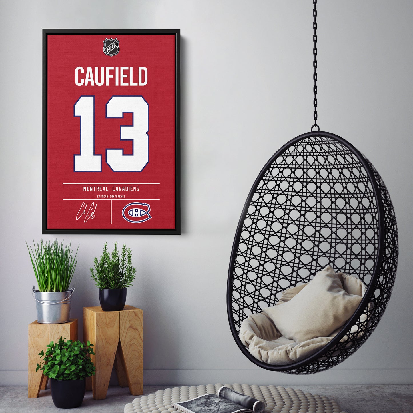 Cole Caufield Montreal Canadiens Jersey Canvas Wall Art