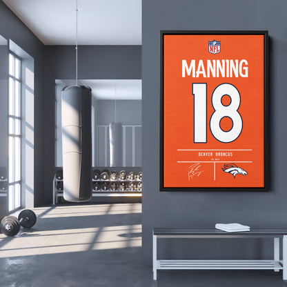 Peyton Manning Broncos Jersey Canvas Print | Wall Art Decor