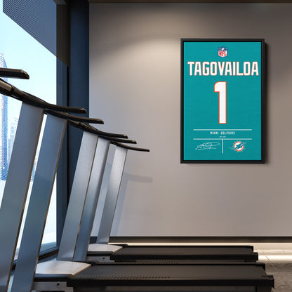 Tua Tagovailoa Dolphins Jersey Canvas Print | Wall Art Decor