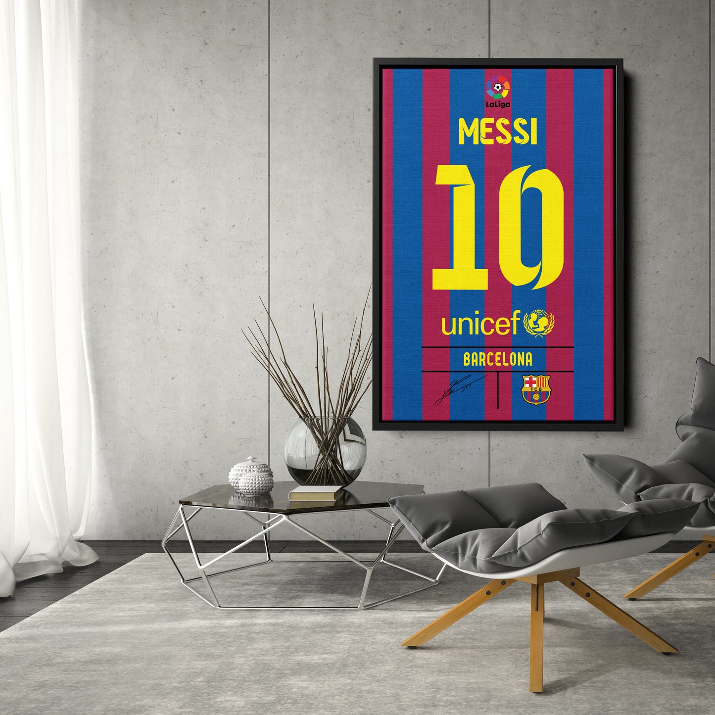 Lionel Messi Barcelona Jersey Canvas Print | Soccer Wall Art Decor