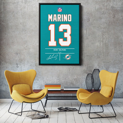 Dan Marino Dolphins Jersey Canvas Print | Wall Art Decor