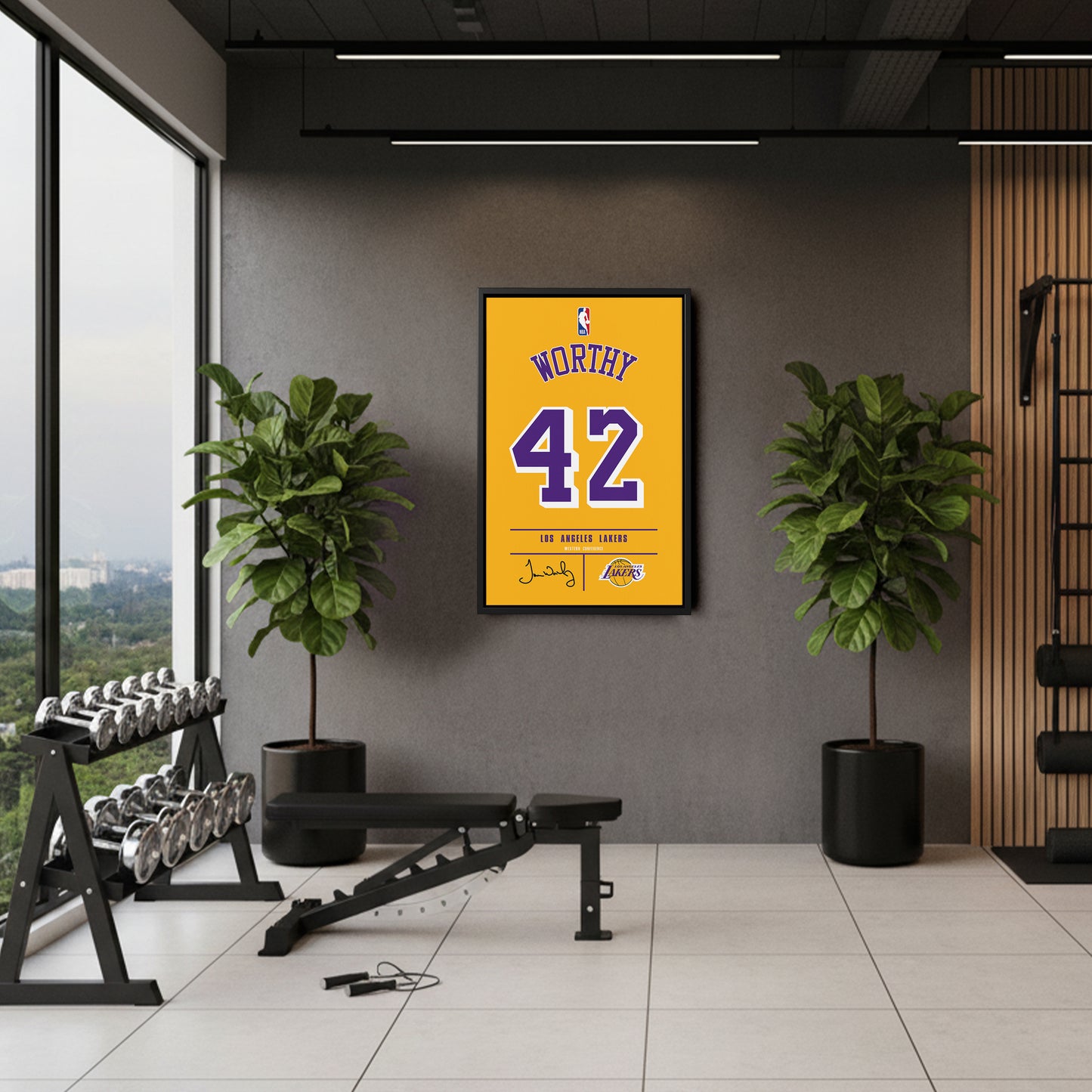James Worthy Los Angeles Lakers Jersey Canvas Wall Art