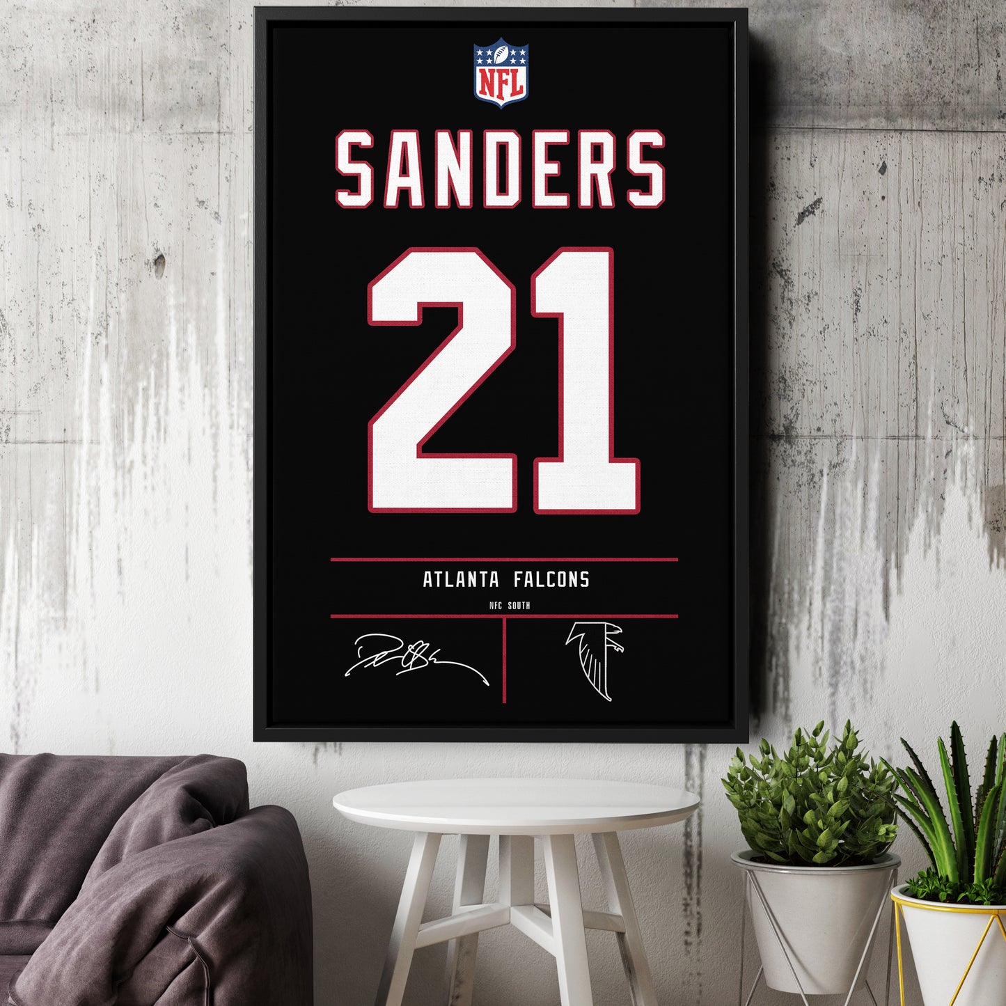 Deion Sanders Falcons Jersey Canvas Print | Wall Art Decor