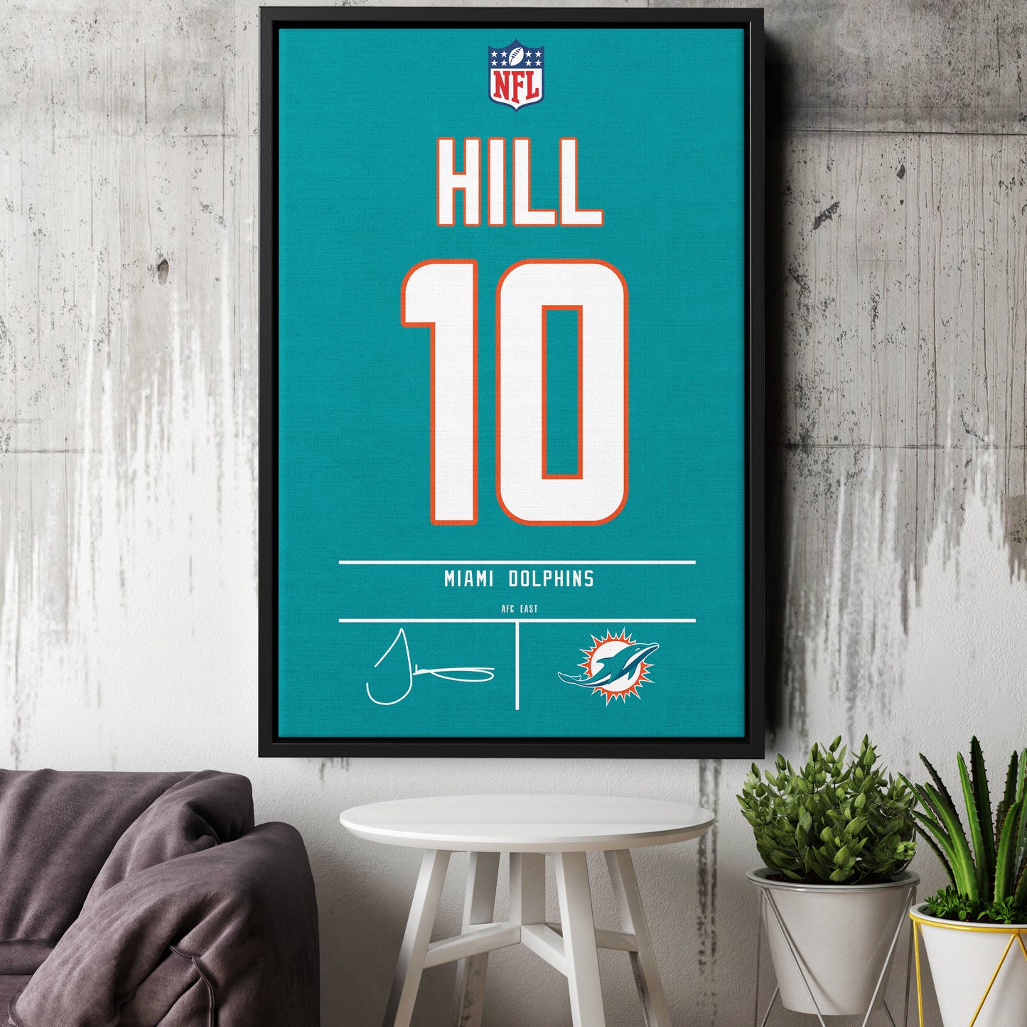 Tyreek Hill Dolphins Jersey Canvas Print | Wall Art Decor
