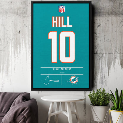 Tyreek Hill Dolphins Jersey Canvas Print | Wall Art Decor