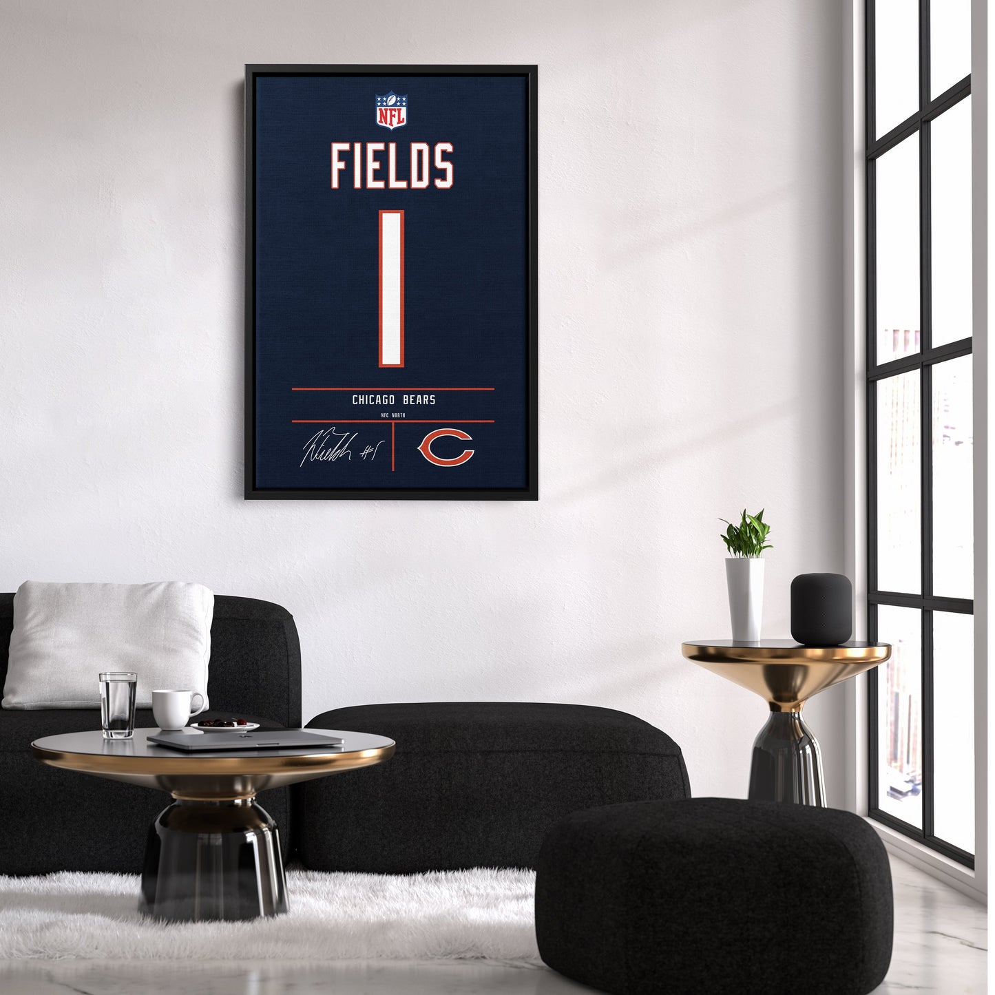 Justin Fields Bears Jersey Canvas Print | Wall Art Decor