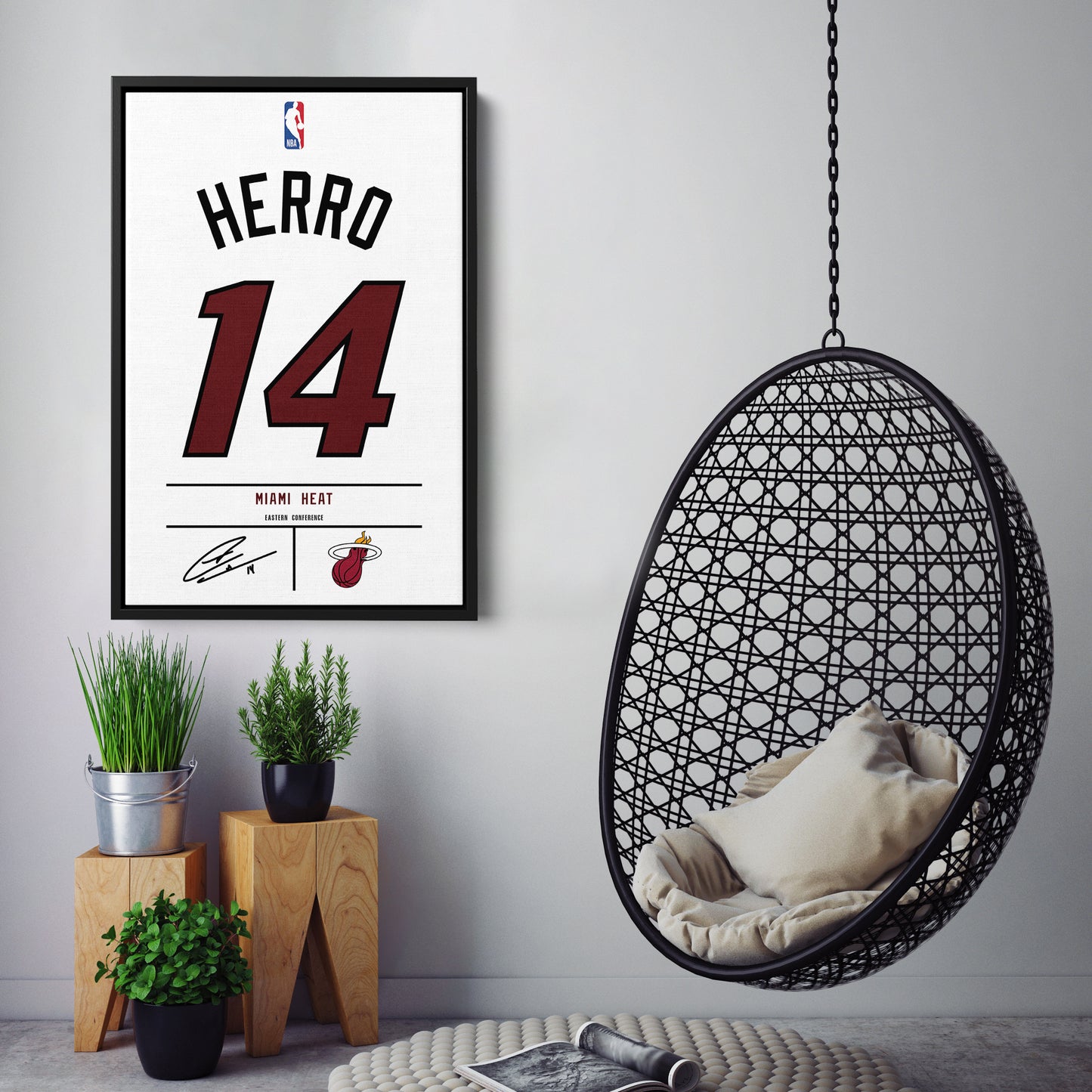 Tyler Herro Miami Heat Jersey Canvas Wall Art