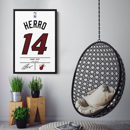 Tyler Herro Miami Heat Jersey Canvas Wall Art