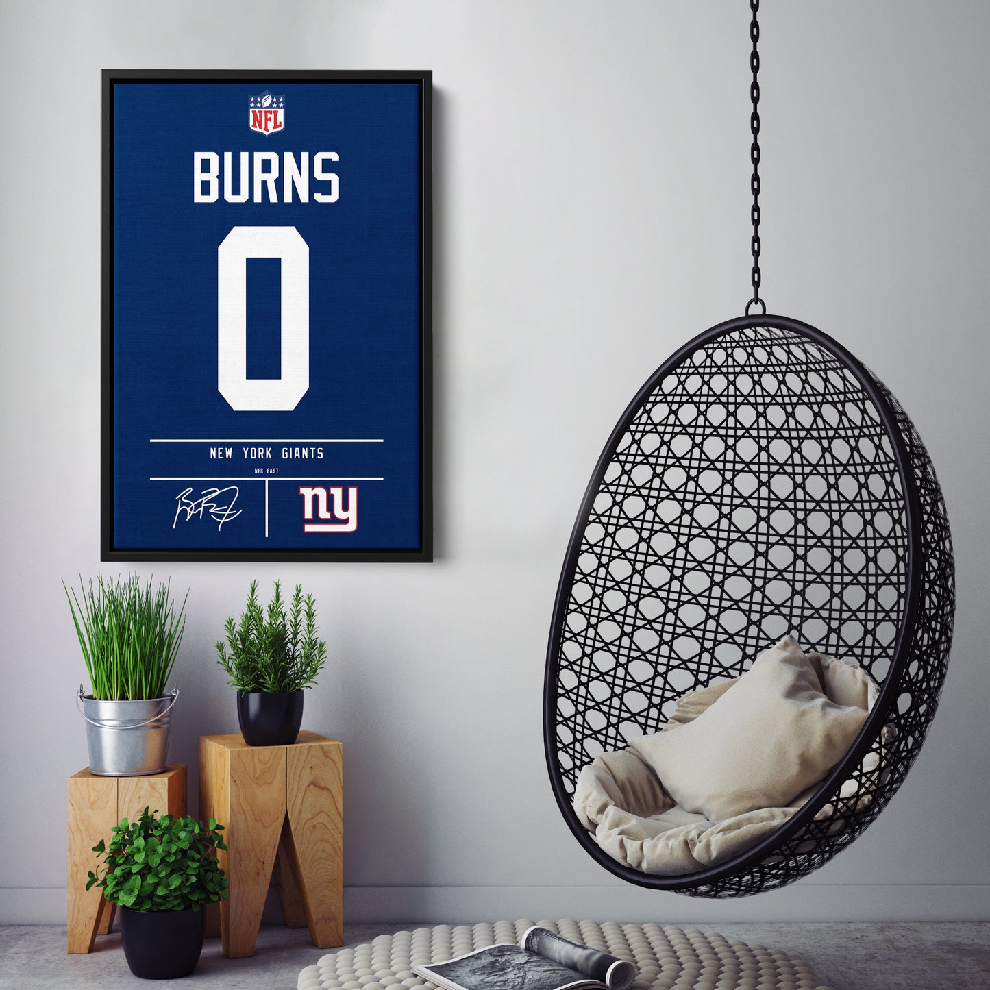 Brian Burns New York Giants Jersey Canvas Wall Art