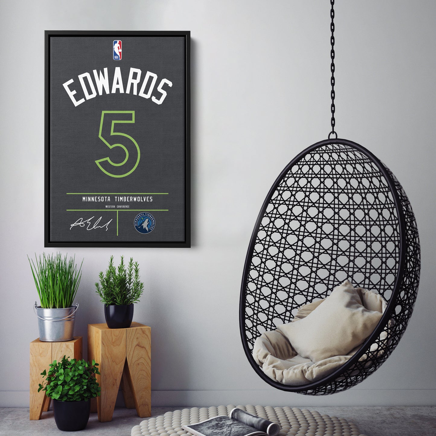 Anthony Edwards Minnesota Timberwolves Jersey Canvas Wall Art