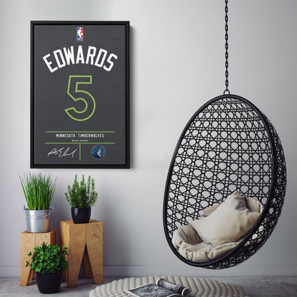 Anthony Edwards Minnesota Timberwolves Jersey Canvas Wall Art