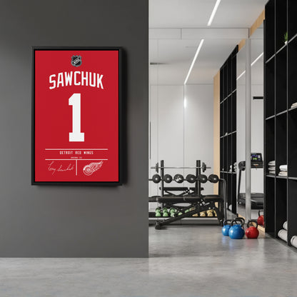 Terry Sawchuk Red Wings Jersey Canvas Print | Wall Art Decor