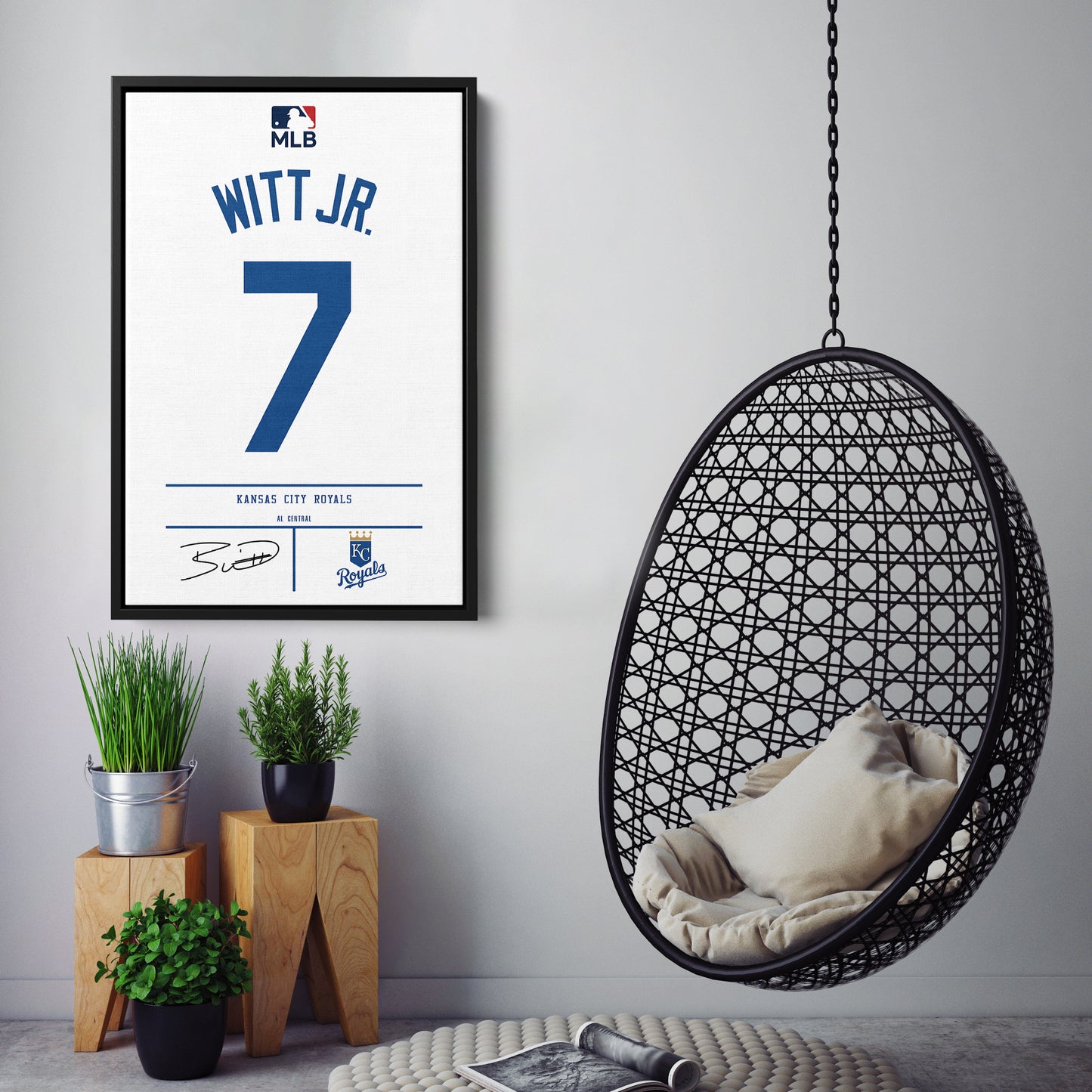 Bobby Witt Jr. Kansas City Royals Jersey Canvas Wall Art