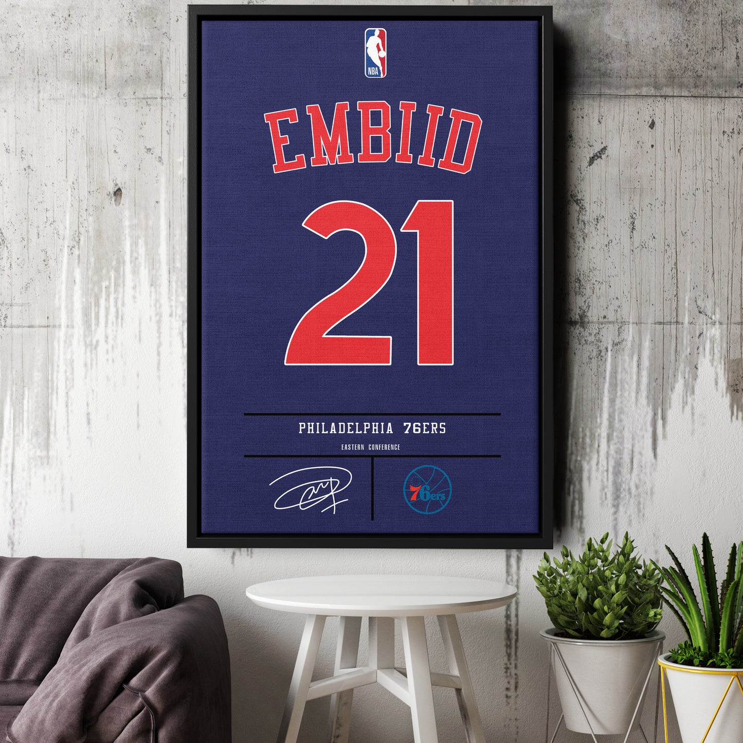 Joel Embiid 76ers Jersey Canvas Print | Wall Art Decor
