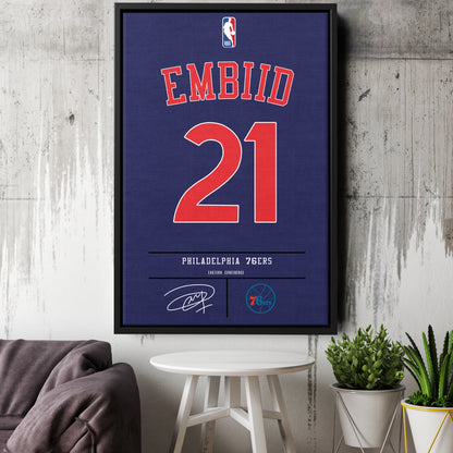 Joel Embiid 76ers Jersey Canvas Print | Wall Art Decor