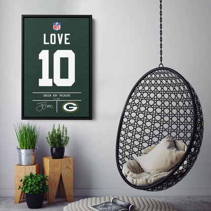 Jordan Love Packers Jersey Canvas Print | Wall Art Decor